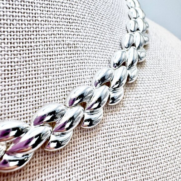 VTG Sterling Silver 925 Puffed Panther Link Chain Necklace Size 16.25" Length - Picture 4 of 14